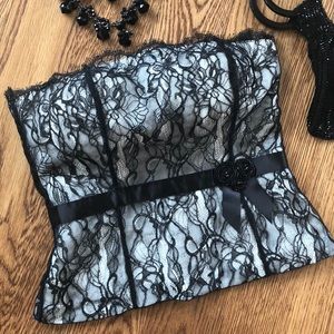 Ann Taylor Petites Black Lace Strapless Top Sz 8P